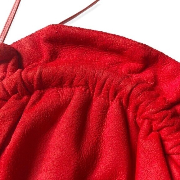 Vtg Gail Marcus NY Slouchy Bag Purse Red Suede Pouch Bag Clutch Crossbody - Picture 12 of 15